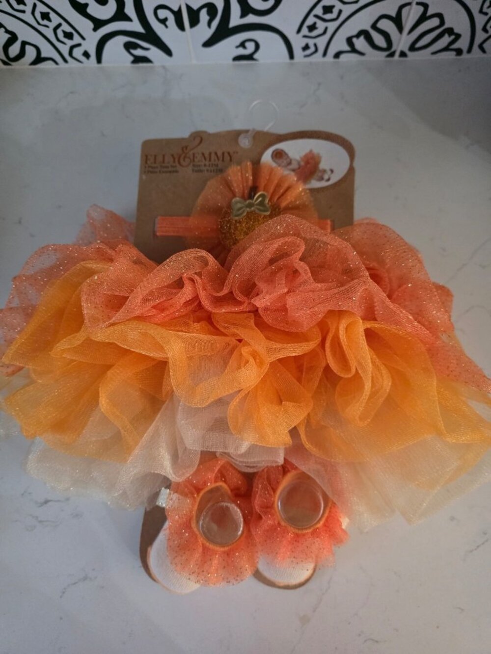 New Elly & Emmy Baby Fall 3 Piece Set Headband Tutu  Booties 0-12 Months